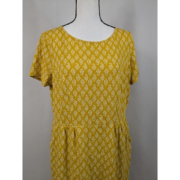Boden Dress Phoebe Jersey Midi Yellow Pockets Cottagecore Bohemian Luxe 14 A007 - Picture 4 of 9